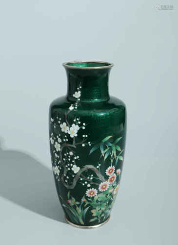 A Chinese Silver Greening Flower Vase