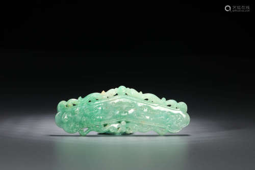 A Chinese Beast Carved Jadeite Pendant