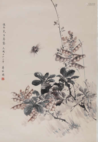 A Chinese Flower&bird Painting Scroll, Jiang Jingguo Mark