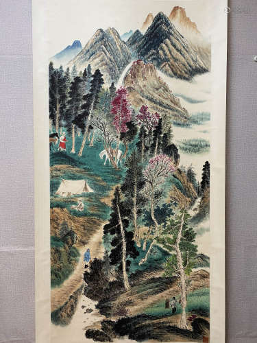 A Chinese Landscape Painting Scroll, Zhao Wangyun Mark