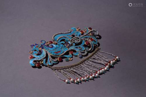 A Chinese Gild Silver Kingfisher craft Hair Accessory
