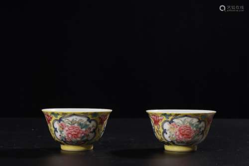 A Chinese Famille Rose Floral Porcelain Cup