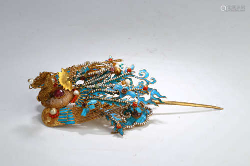 A Chinese Kingfisher craft Peacock Hairpin