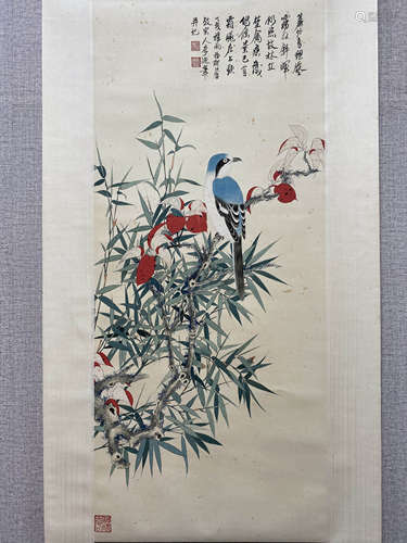 A Chinese Flower&bird Painting Scroll, Xie Zhiliu Mark