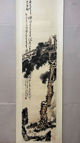 A Chinese Flower&bird Painting Scroll, Pan Tianshou Mark