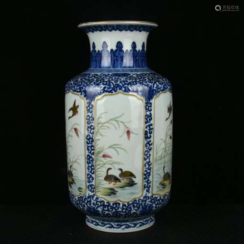 A Chinese Blue and White Enamel Gild Painted Porcelain Vase