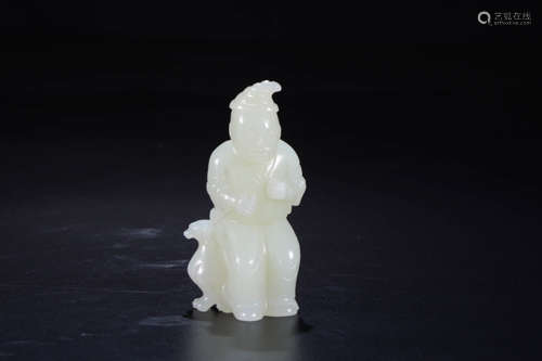 A Chinese Hetian Jade Carved Figure Ornament