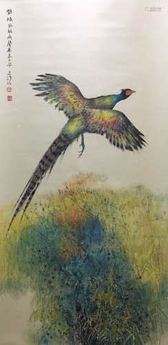 A Chinese Flower&bird Painting Scroll, Yang Shanshen Mark
