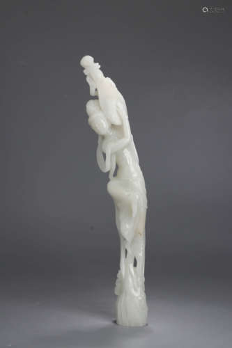 A Chinese White Hetian Jade Carved Figure Statue Ornament