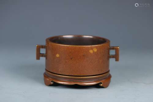 A Chines Double Ears Copper Incense Burner