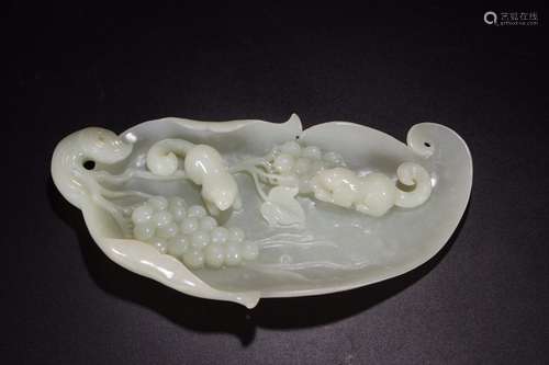 A Chinese Hetian Jade Carved Brush Tian