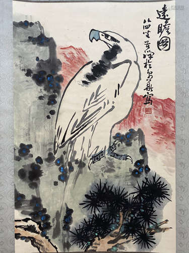 A Chinese Flower&bird Painting Scroll, Li Kuchan Mark