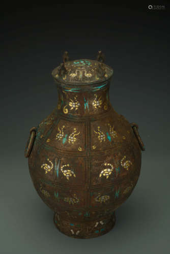 A Chinese Gold and Silver Inlaying Bird Pattern Pot