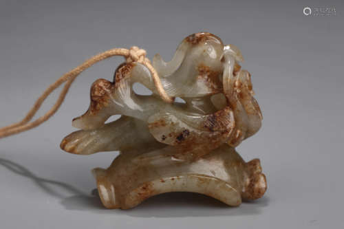 A Chinese Jade Carved Mandarin Duck Ornament