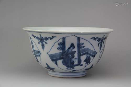 A Chinese Blue and White Floral Porcelain Bowl