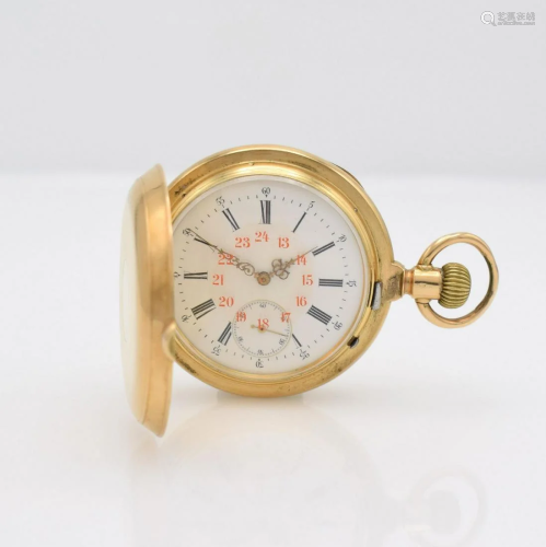 Heavy 14k yellow gold hunting cased pocket watch