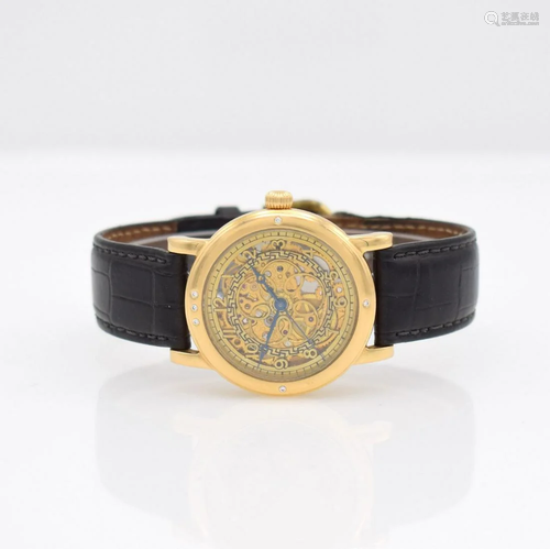 Complex skeletonized 18k yellow gold gents wristw…