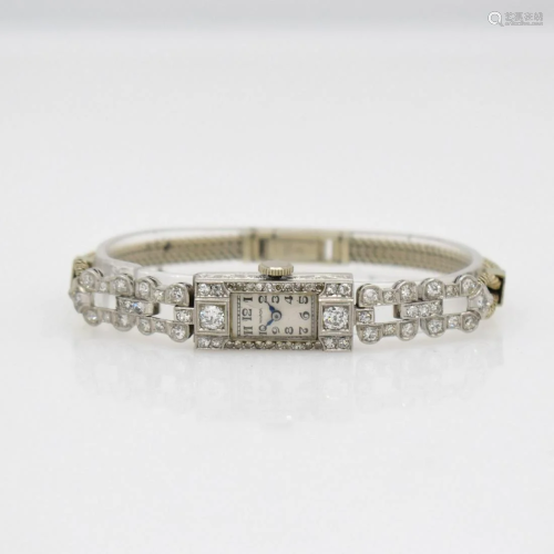 Diamond set platinum Art Deco ladies wristwatch