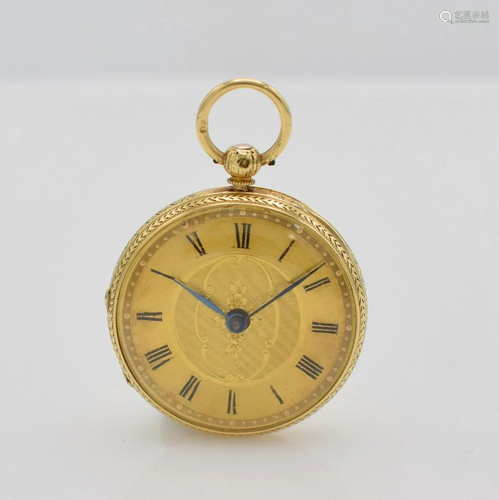 Open face 18k yellow gold pocket watch