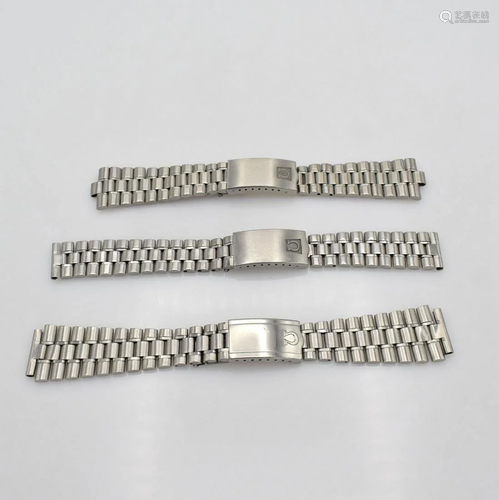 Set of 3 Omega stainless steel watch bracelets