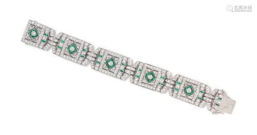 DIAMOND AND EMERALD BRACELET