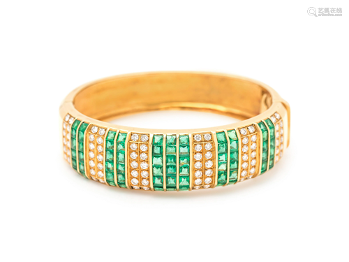 DIAMOND AND EMERALD BANGLE