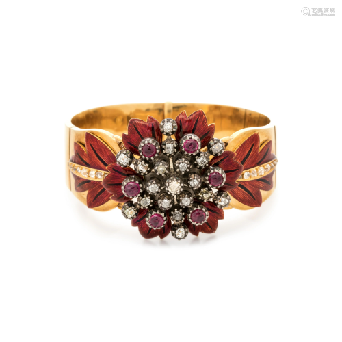 FRENCH, VICTORIAN, DIAMOND, RUBY AND ENAM…