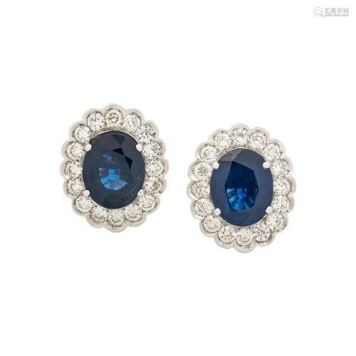 SAPPHIRE AND DIAMOND EARCLIPS