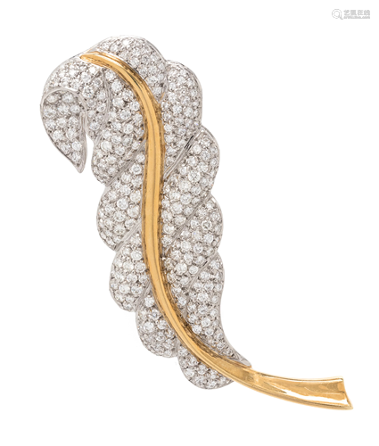 DIAMOND FEATHER BROOCH