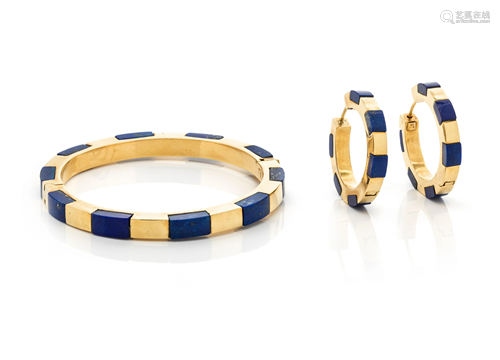 YELLOW GOLD AND LAPIS LAZULI SET