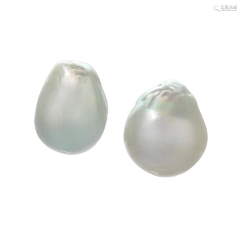 CULTURED BAROQUE SOUTH SEA PEARL EARCLIPS
