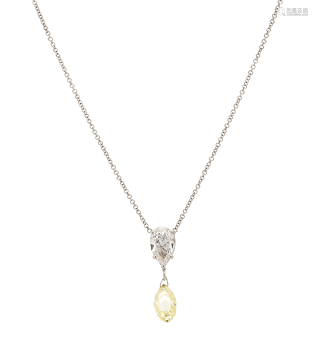 DIAMOND AND FANCY YELLOW DIAMOND NECKLACE