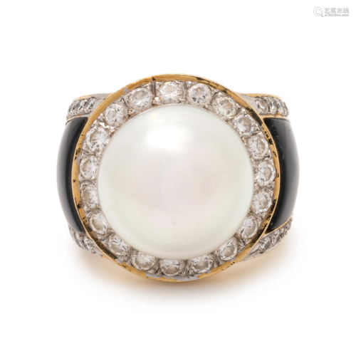 CULTURED SOUTH SEA PEARL, DIAMOND AND ONY…