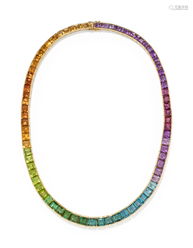 MULTICOLOR GEMSTONE COLLAR NECKLACE