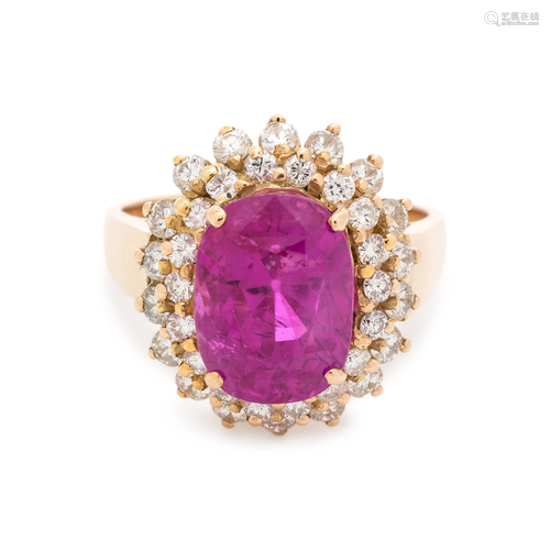 PINK SAPPHIRE AND DIAMOND RING