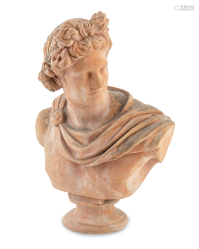 A Terracotta Bust of Apollo Height 29 x width 22 i…