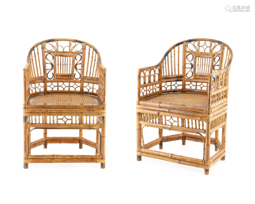 A Victorian Style Pair of Scorched Bamboo Open