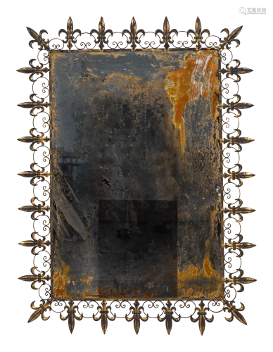A Pair of Contemporary Iron-Work Mirrors Height 48 x