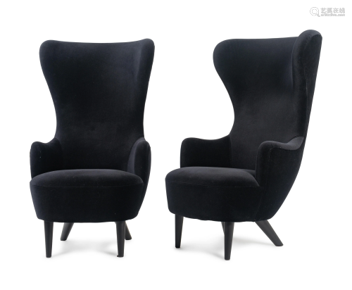A Pair of Tom Dixon Wingback Chairs Height 50 x…