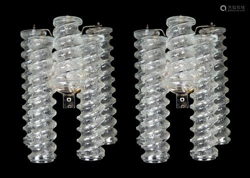 A Pair of Venini Glass Wall Sconces