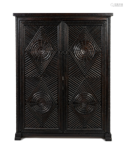 A Baroque Style Ebonized Wardrobe Height 6…