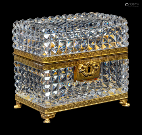 A French Gilt-Metal-Mounted Cut Glass Covered Box