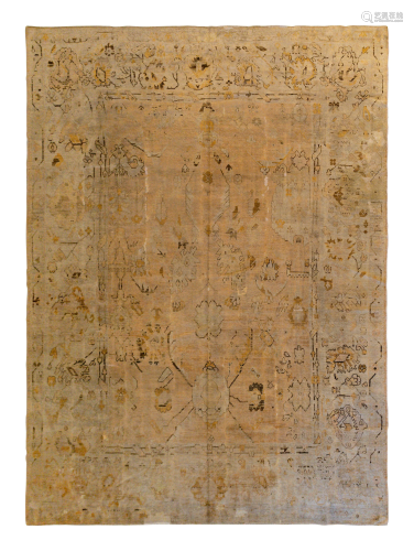 An Oushak Carpet 11 feet x 13 feet 10 inches.