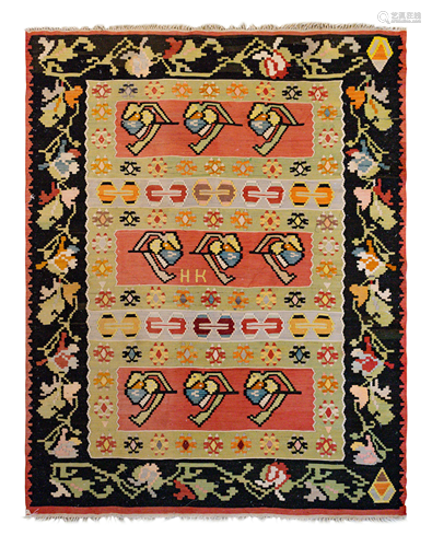 A Kilim Wool Rug 6 feet 6 inches x 4 feet 11 inches.