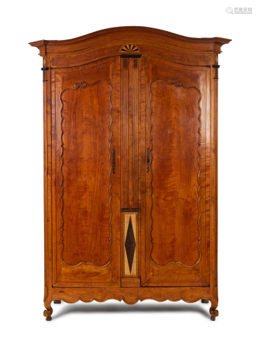 A Continental Parquety Inlaid and Carved Fruitwood