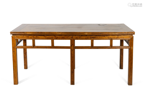 A Chinese Elmwood Table Height 32 x length 70 x…