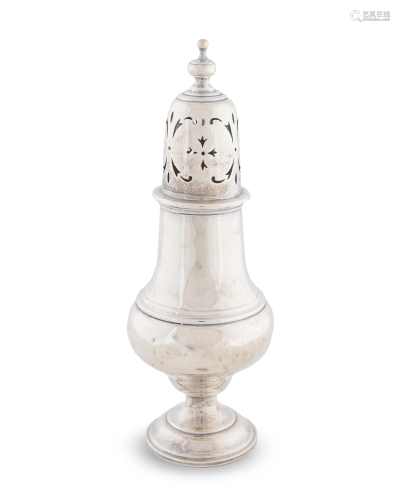 An English Silver Muffineer Height 8 1/2 inches.