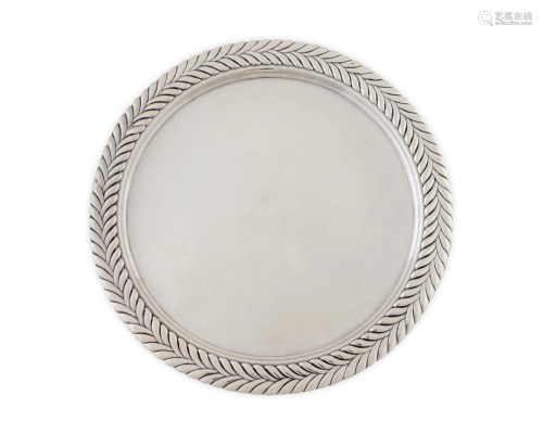 An American Silver Footed Tray Diameter 10 inches.