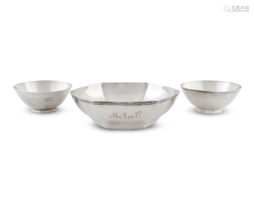 Three American Silver Bowls Diameter of larger 9