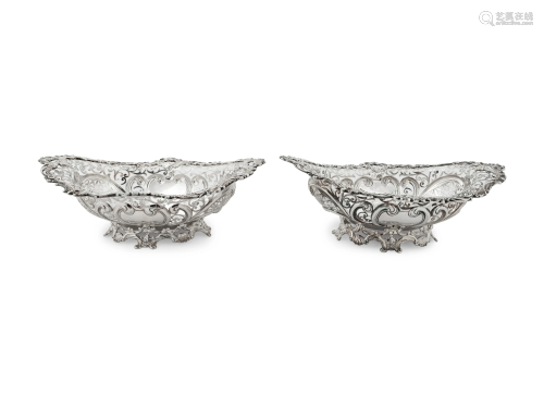 Two American Pierced Silver Footed Bowls Height 3 3…